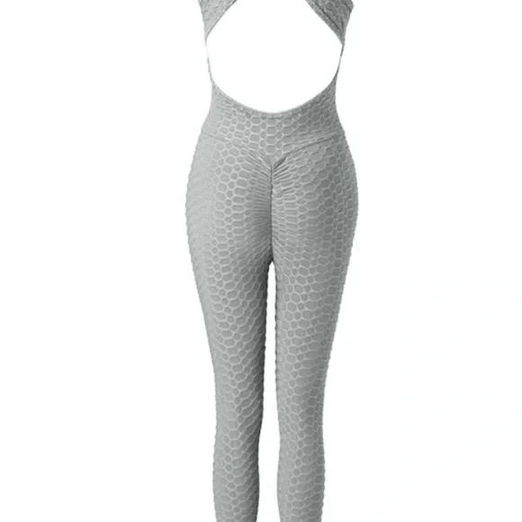 Gray Textured Women's Jumpsuit. <<<<<145>>>> - Picture 2 of 9